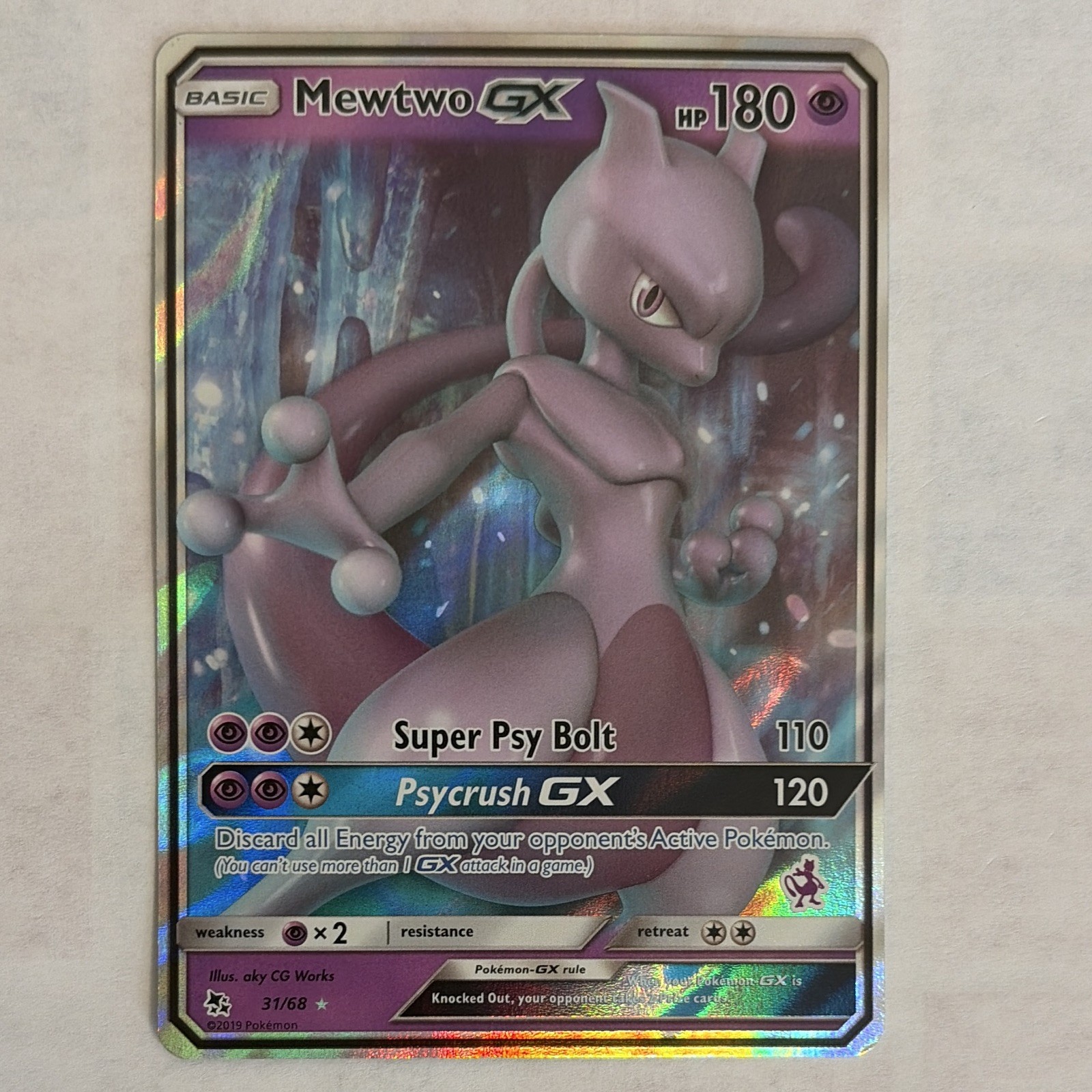 The Pokémon Company Mewtwo GX 31/68 Hidden Fates Holo EN 180 HP Ultra “GJB” The Pokémon Company Mewtwo GX 31/68 Hidden Fates Holo EN 180 HP Ultra “GJB”
