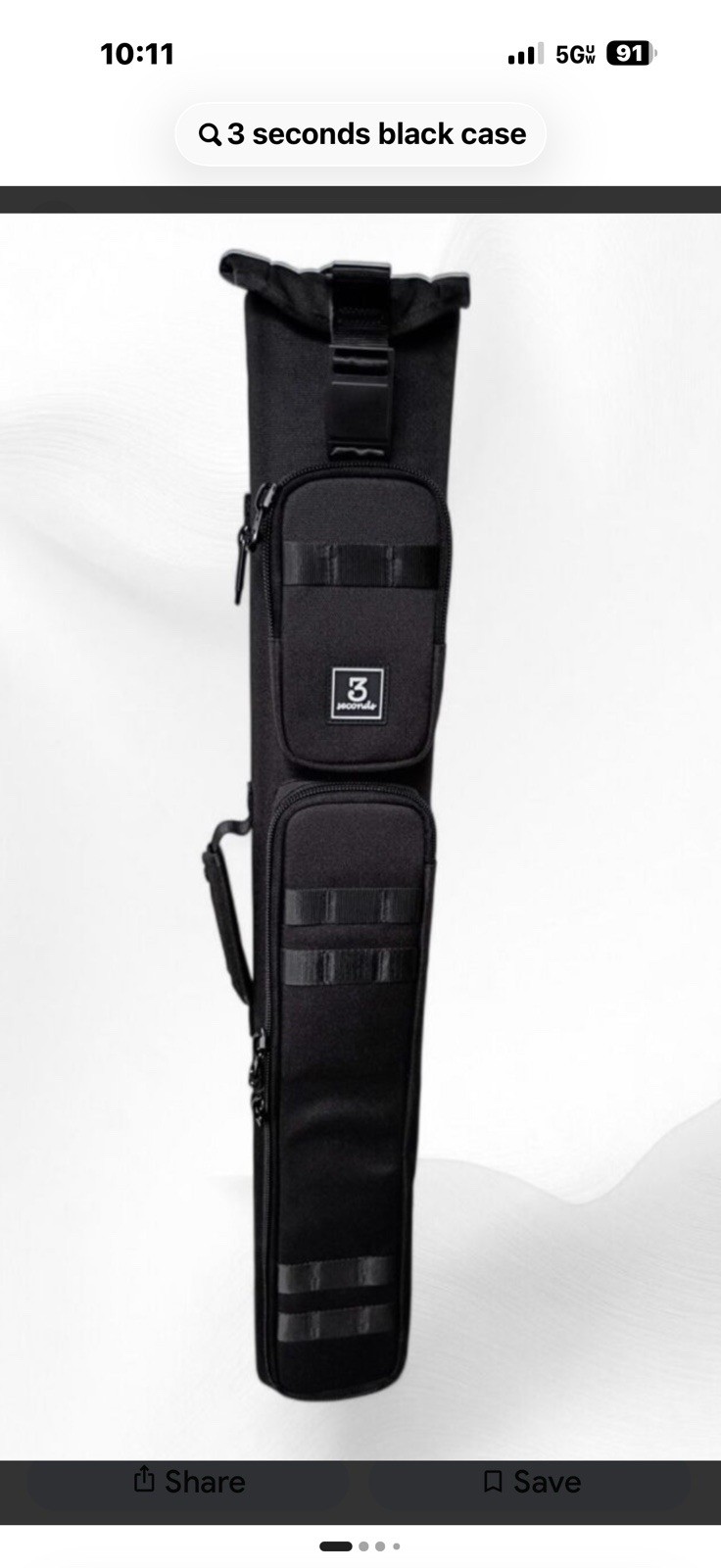 3 Seconds 3x5 Cue Case Pool Cue Hard Case All Black. Brand New