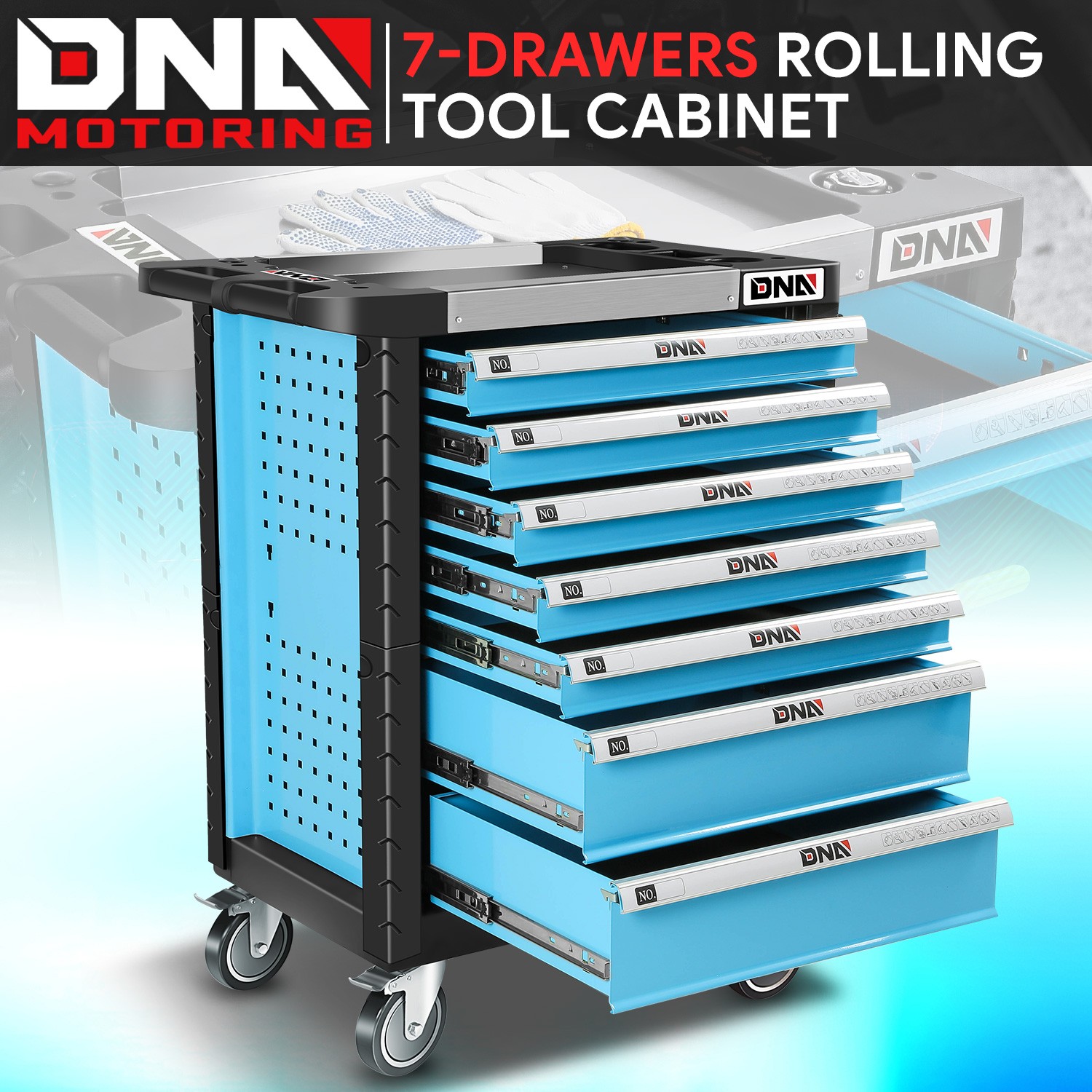 7-Drawer Rolling Tool Chest Cabinet Tray Top Garage Organizer Lockable Blue 7-Drawer Rolling Tool Chest Cabinet Tray Top Garage Organizer Lockable Blue