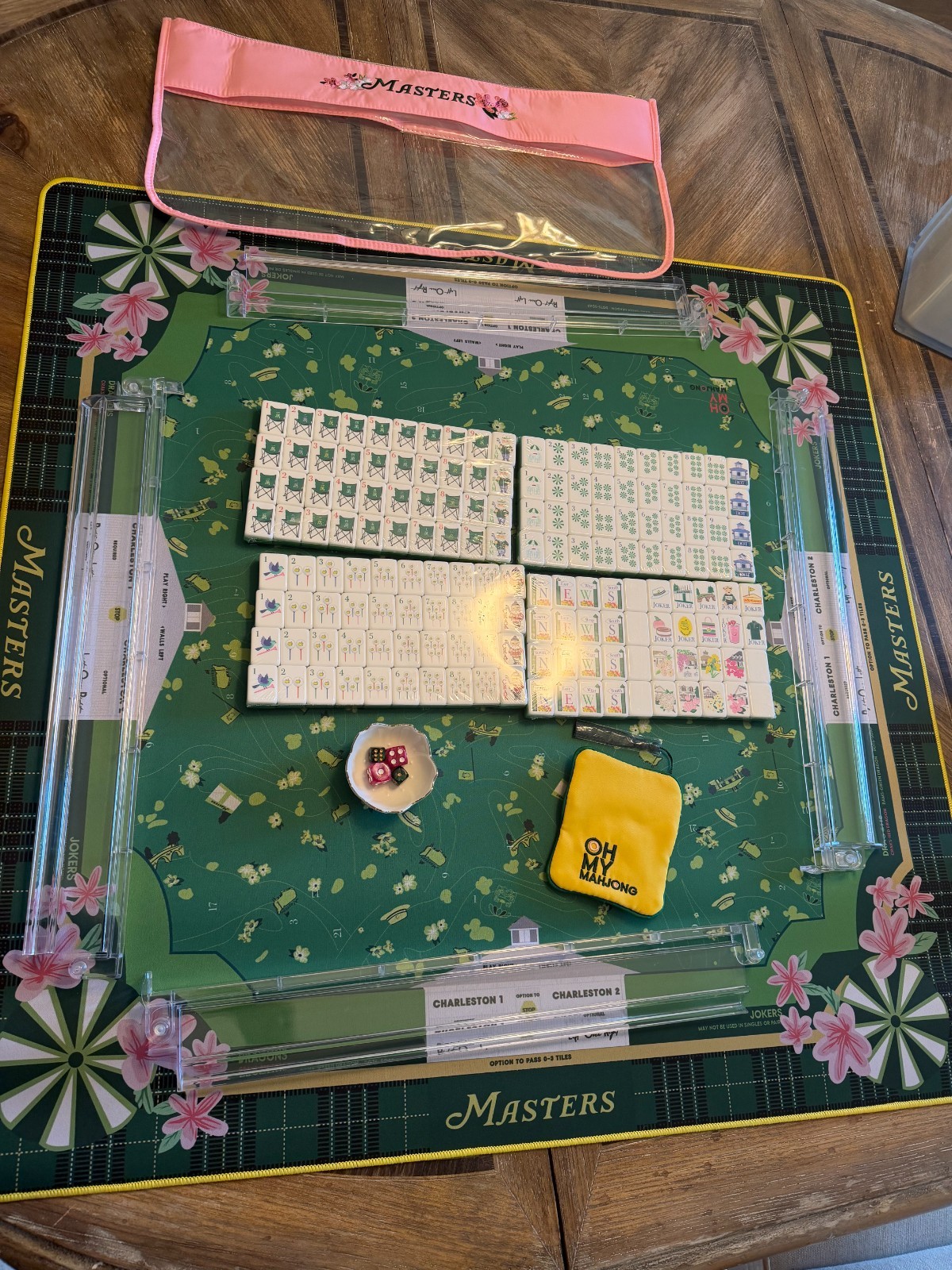 Golf Mahjong Full Set with Mat, Tiles, Dice, Bags, Racks - NEW