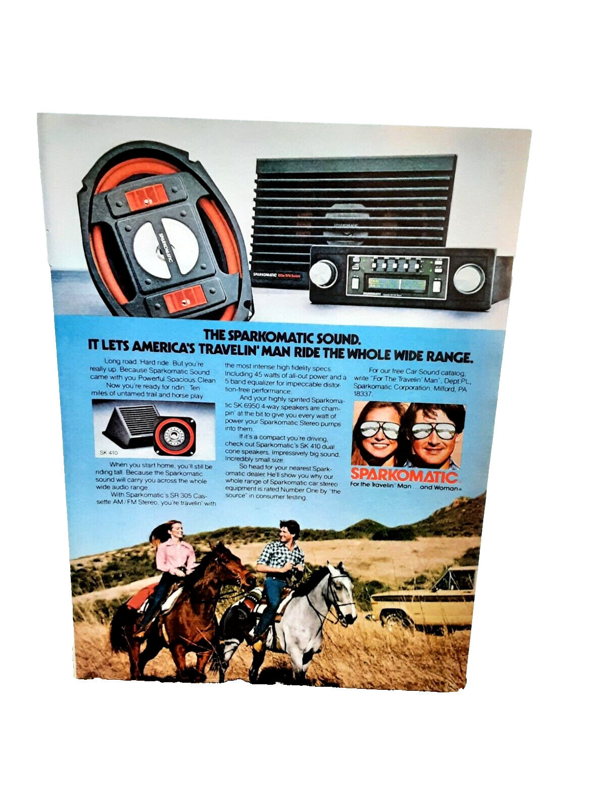 1981 Sparkomatic Car Stereo Man Woman Horses Original Print Ad vintage 80s 1981 Sparkomatic Car Stereo Man Woman Horses Original Print Ad vintage 80s