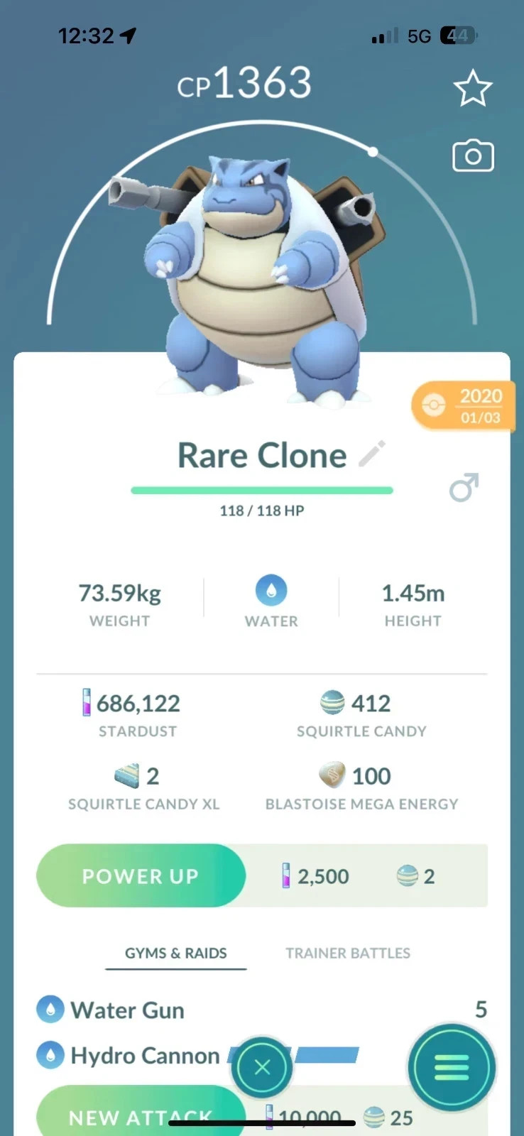 Pokémon Go Clone Blastoise LUCKY/READ DESCRIPTION