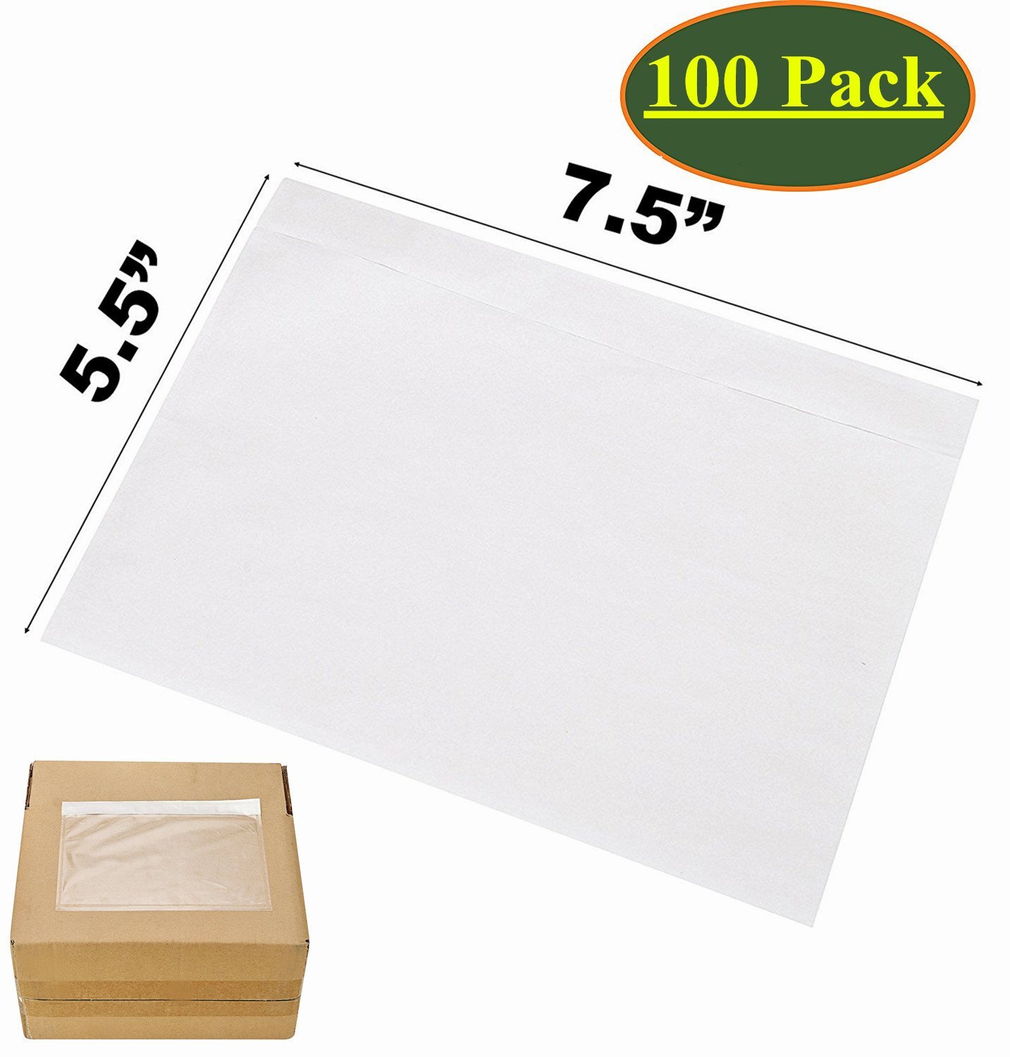 50-2000 7.5 x 5.5 Clear Packing Pouches List Invoice Shipping Envelope Adhesive