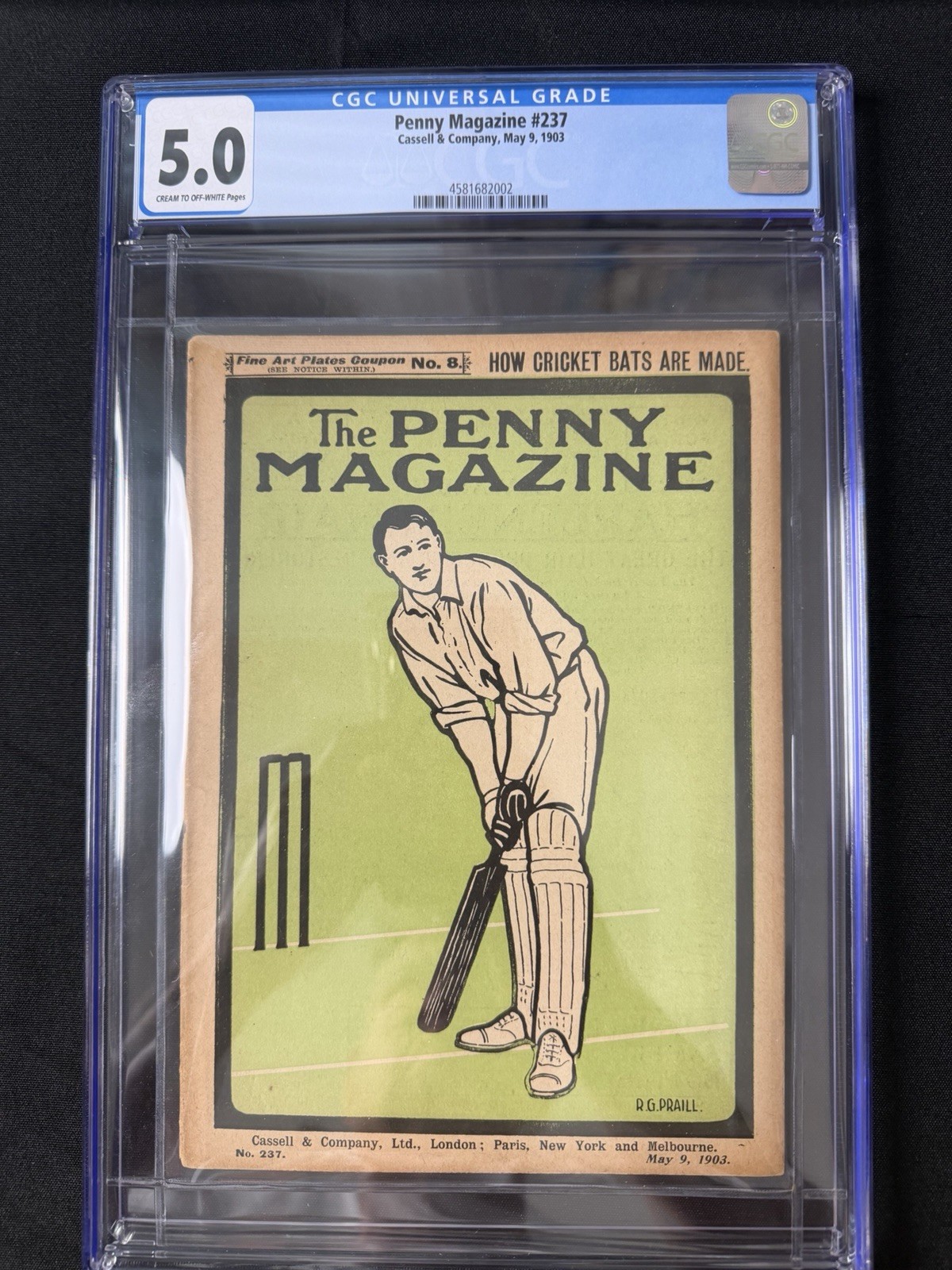 Penny Magazine #237 (1903) CGC 5.0 Cricket Cover R.G. Praill Antique