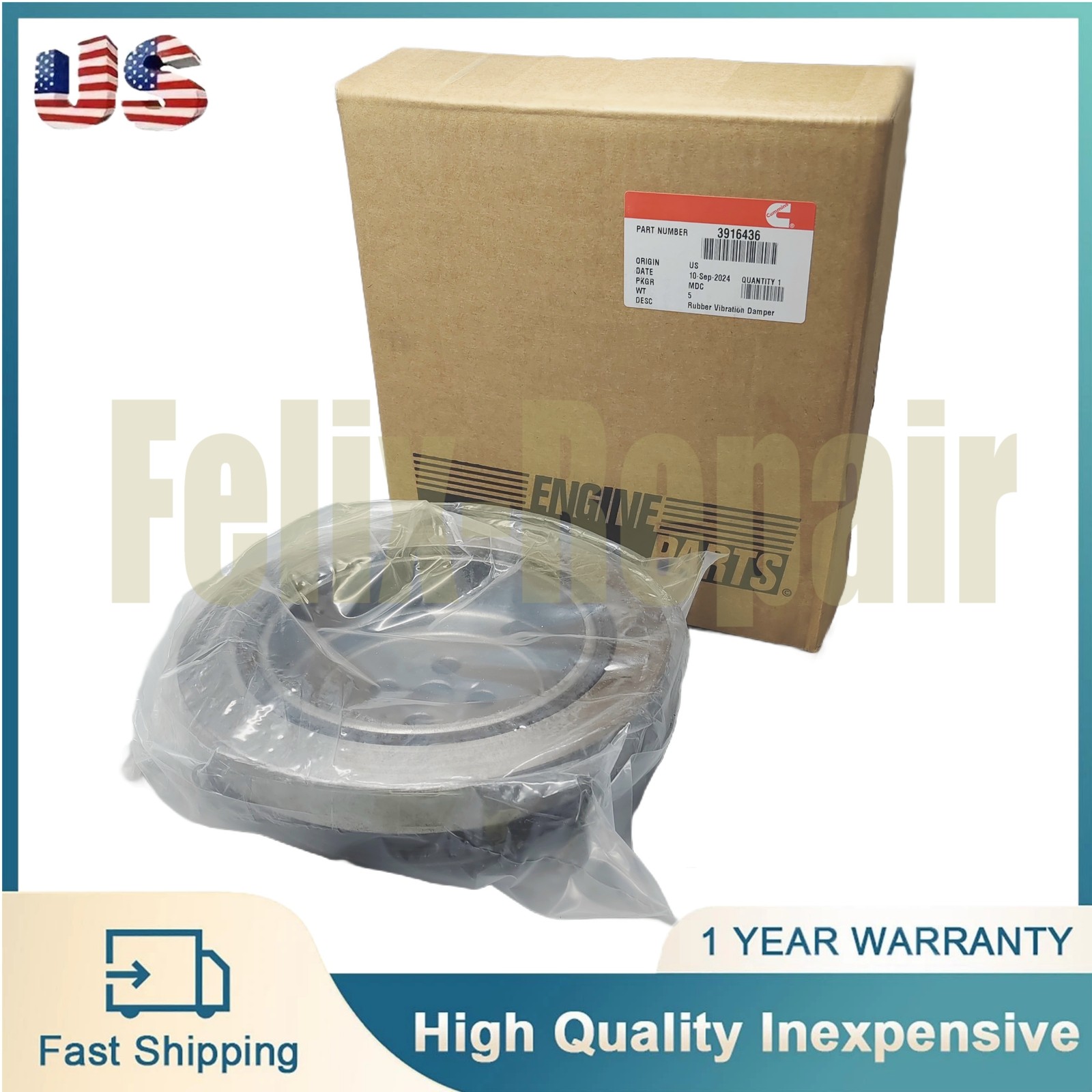 NEW 3916436 Harmonic Balancer For Cummins Dodge Ram 2500 12V 5.9L 1988-93 Diesel