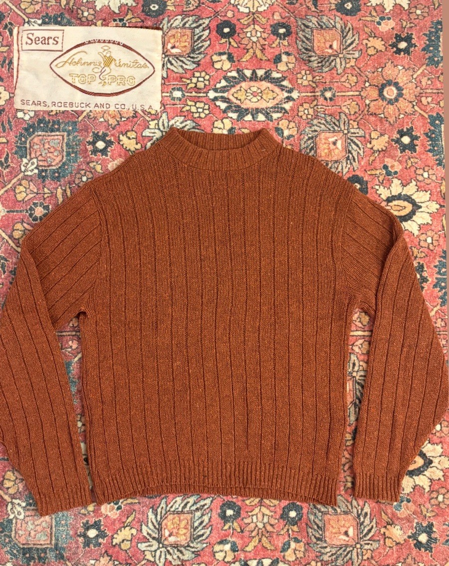 VTG 60s Striped Ribbed Knit Sweater Shetland Wool Eastman Kodak Kodel Wool Sz M