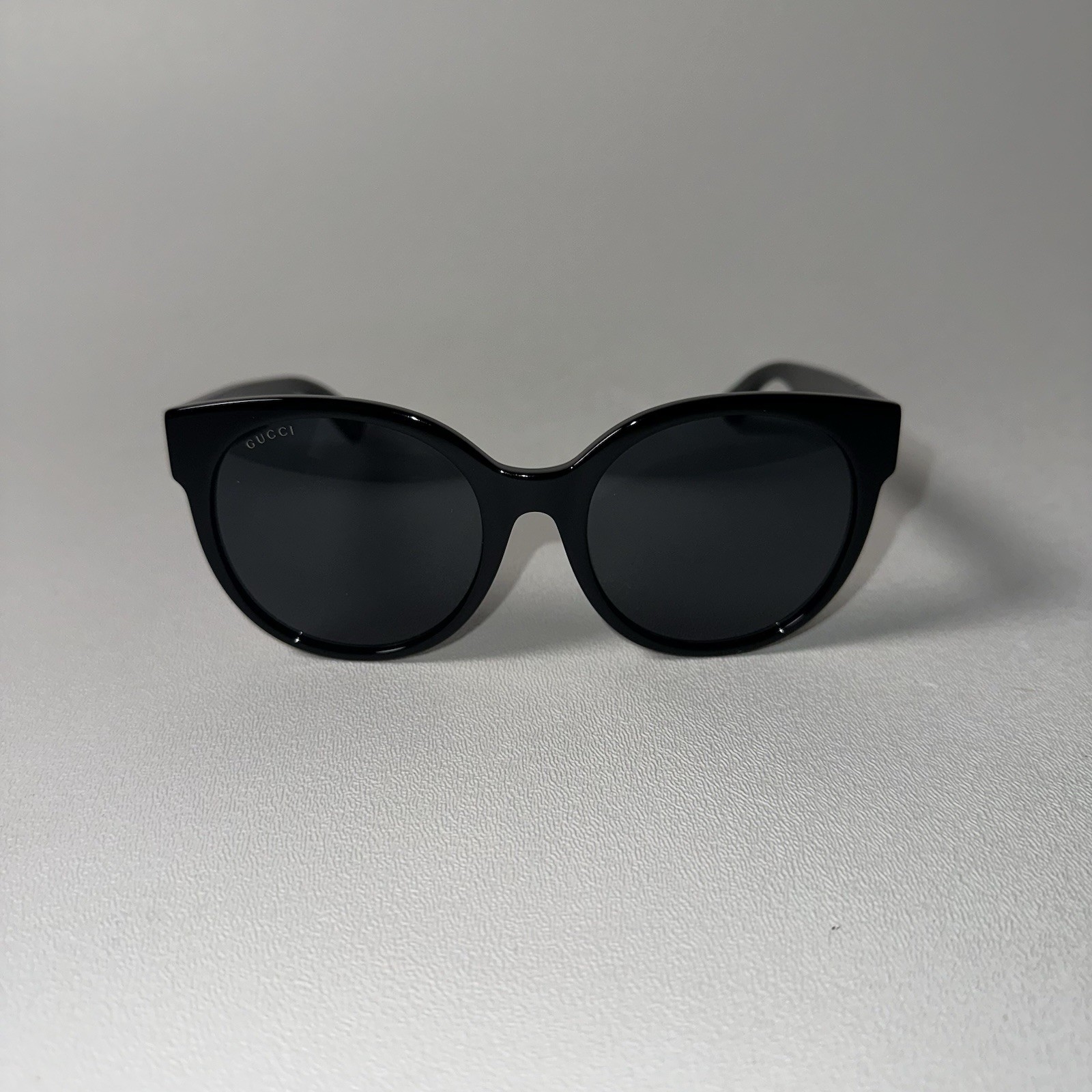 Gucci Sunglasses GG0035SAN 001 Shiny Black Oversized Round Frames w/ Black Lense