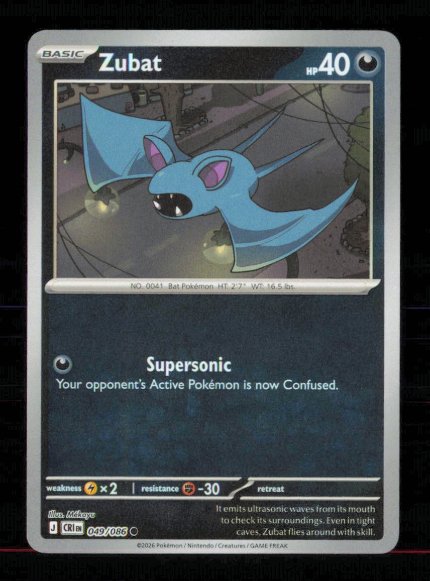Zubat 049/086 Common Chaos Rising Pokemon Reverse Holo Near Mint Zubat 049/086 Common Chaos Rising Pokemon Reverse Holo Near Mint