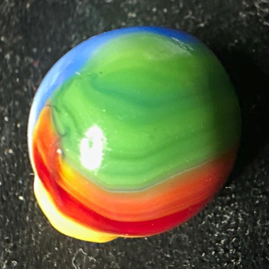 VTG Marble King 7 Color Multi Color Rainbow out of round Factory defect MINT+