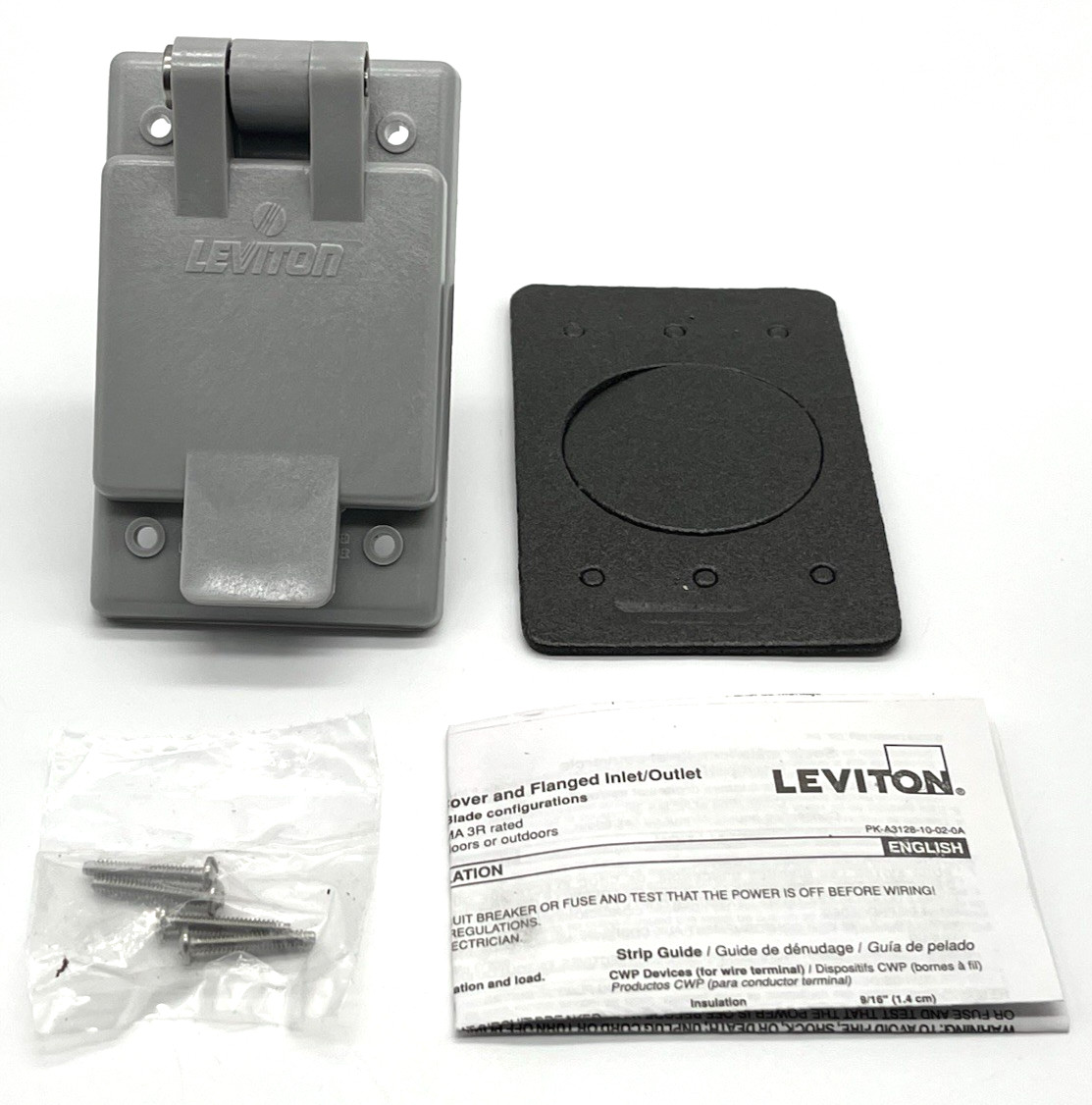Leviton 5278-CWP Grounding Weather Resistant Cover & Flanged Inlet/Outlet Gray