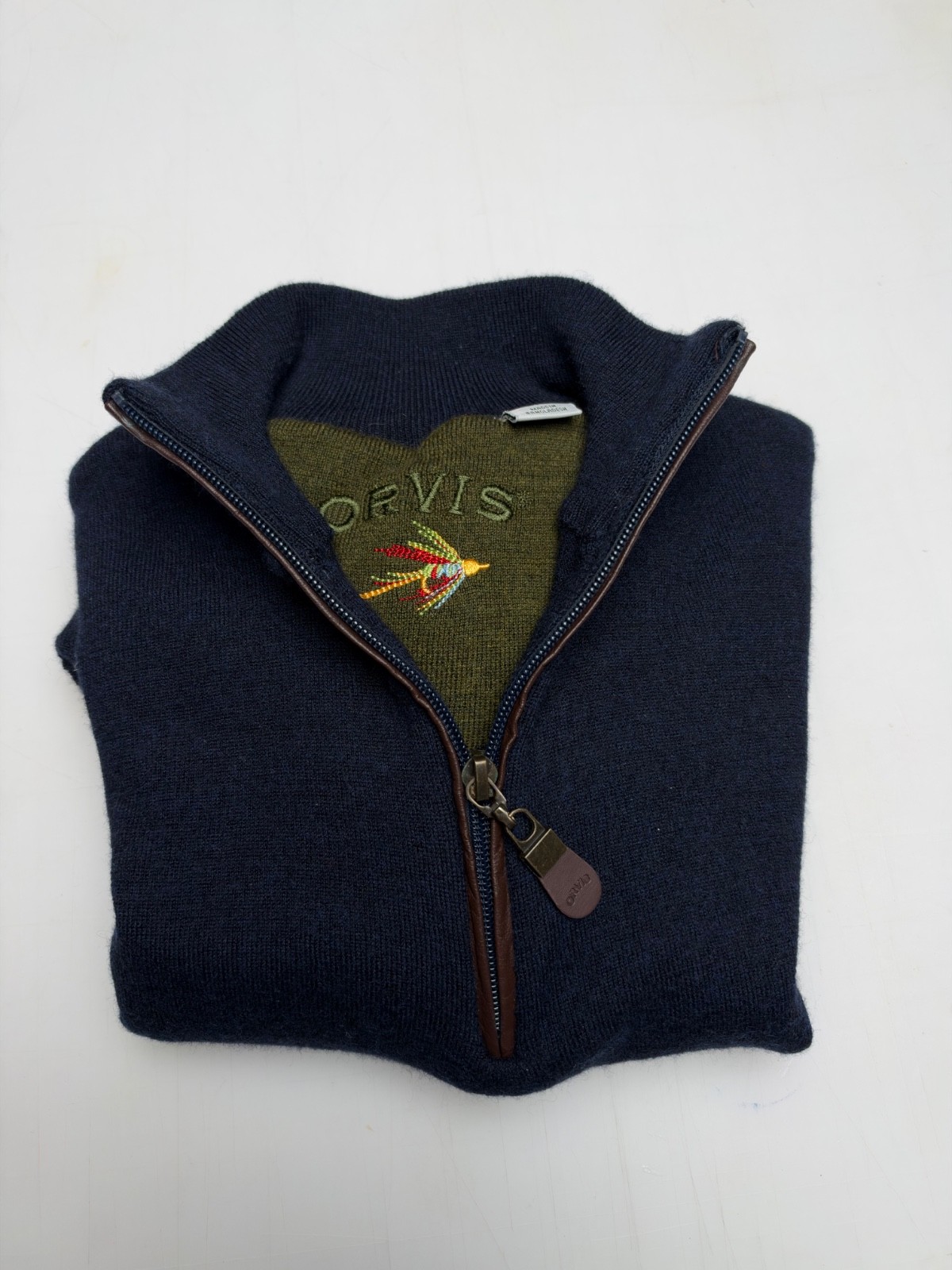 Orvis Men’s M Navy Merino Wool Shooting Sweater 1/4 Zip Shoulder/Elbow Patches Orvis Men’s M Navy Merino Wool Shooting Sweater 1/4 Zip Shoulder/Elbow Patches