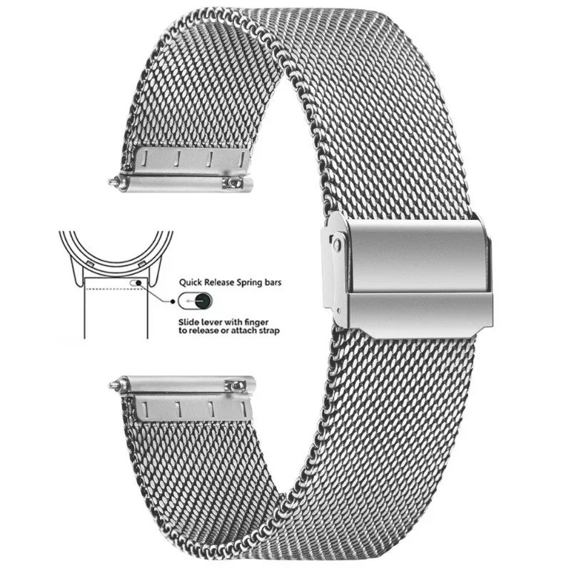 Milanese Mesh Stainless Steel Watch Strap Quick Release Band 12-24 mm