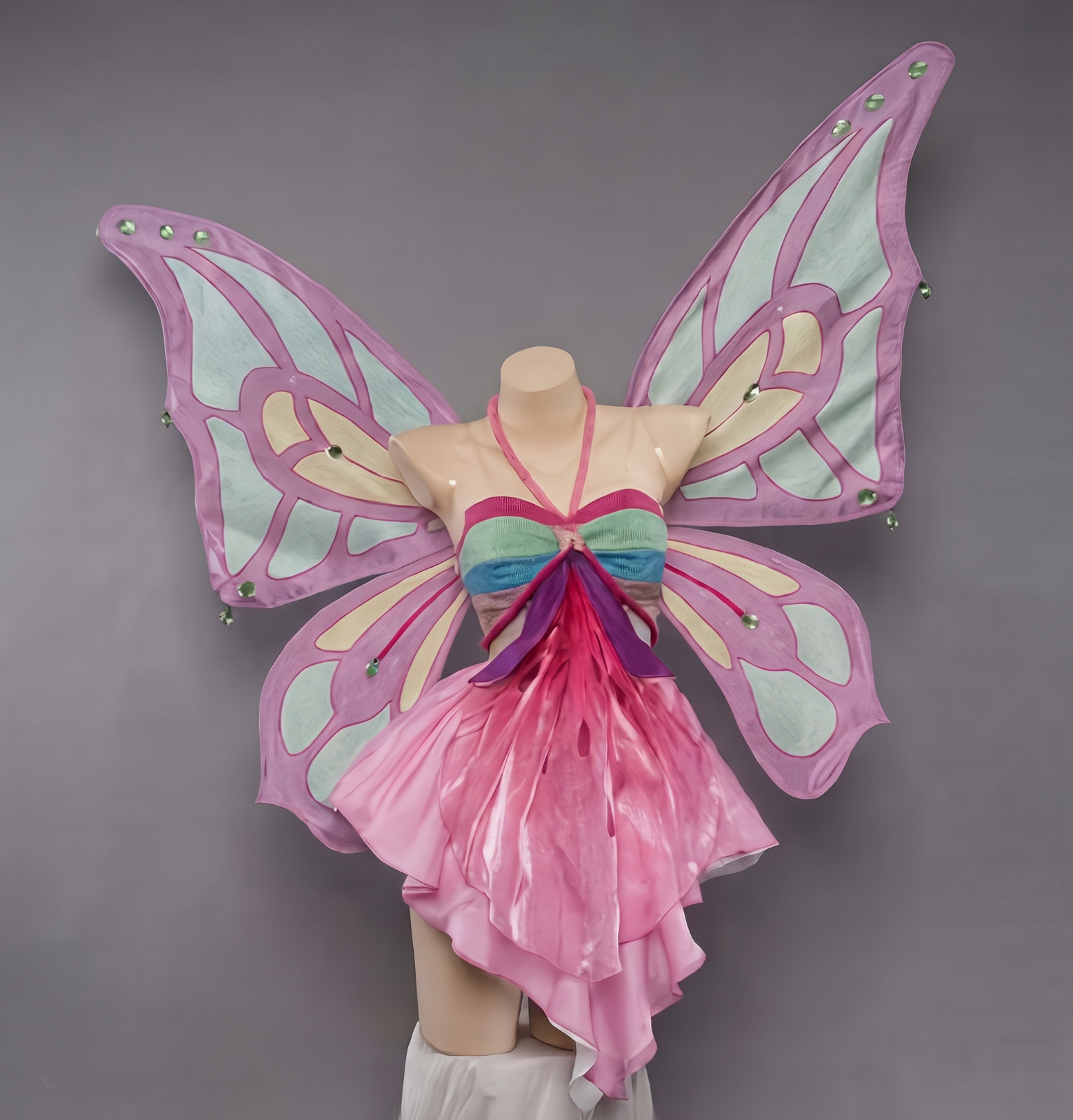 Flora Enchantix Cosplay Costume Winx Club Fairy Costume Dress Wings