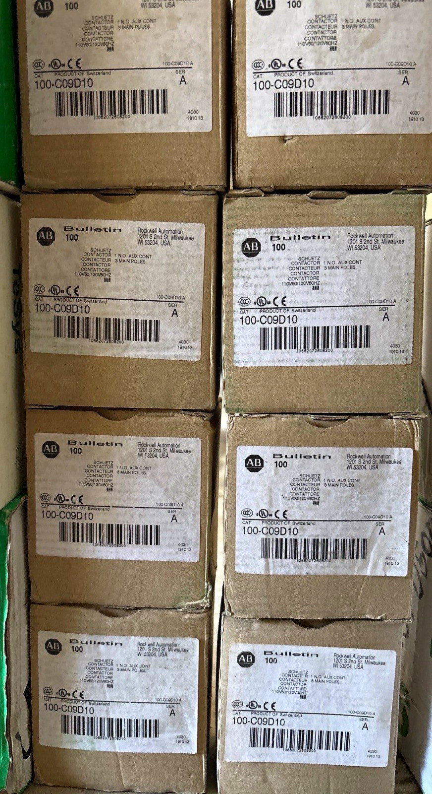 (8) Allen-Bradley 100-C09D10 Contactor — New Factory Sealed (8) Allen-Bradley 100-C09D10 Contactor — New Factory Sealed