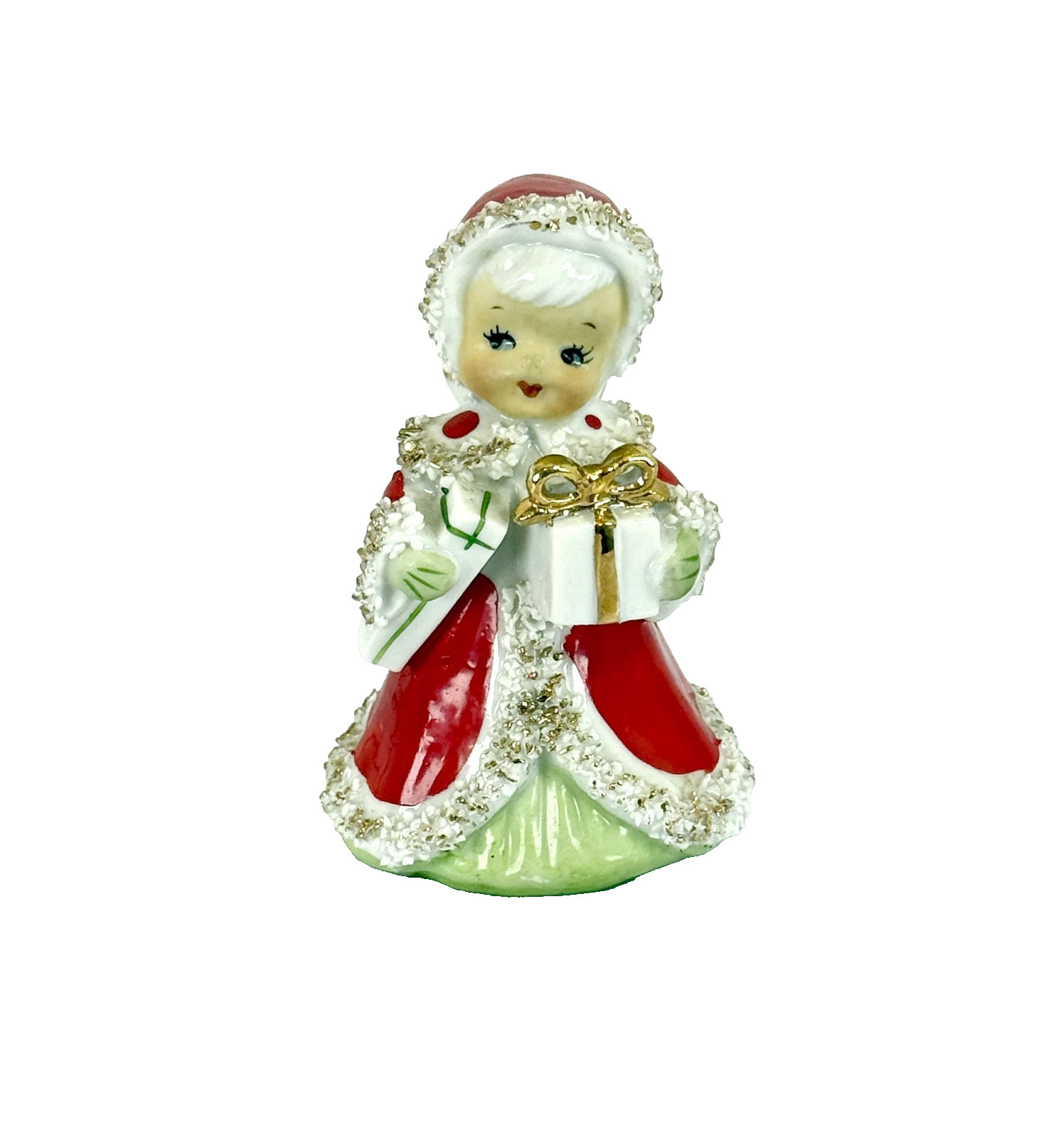 1950s Vintage Christmas Angel Bell Figurine Gift Presents Spaghetti Trim Lefton 1950s Vintage Christmas Angel Bell Figurine Gift Presents Spaghetti Trim Lefton
