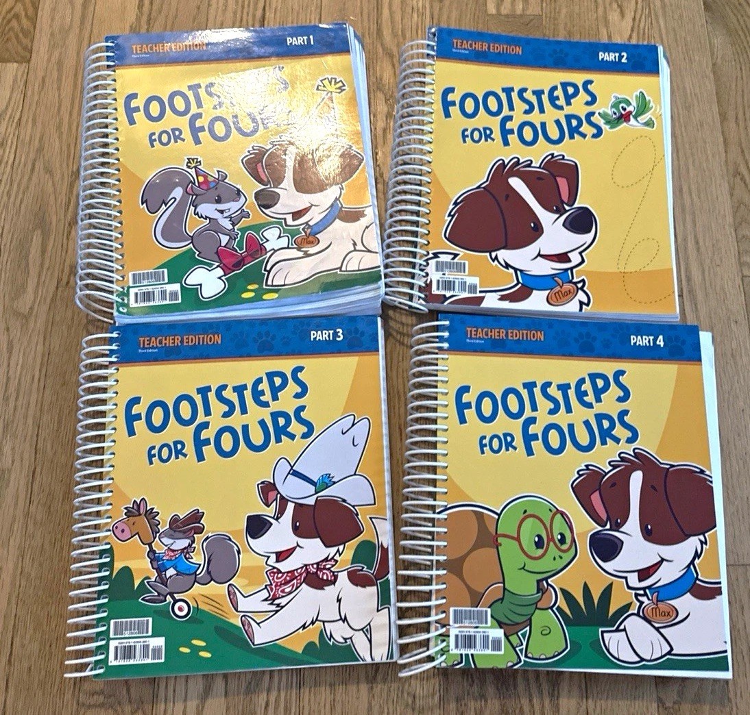 BJU Press Footsteps for Fours Teacher’s Edition Parts 1-4