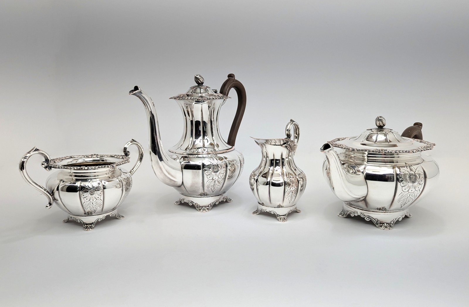 Vintage Birks Rideau Plate 4pc Canadian Silverplate Tea Coffee Set Hand Chased Vintage Birks Rideau Plate 4pc Canadian Silverplate Tea Coffee Set Hand Chased
