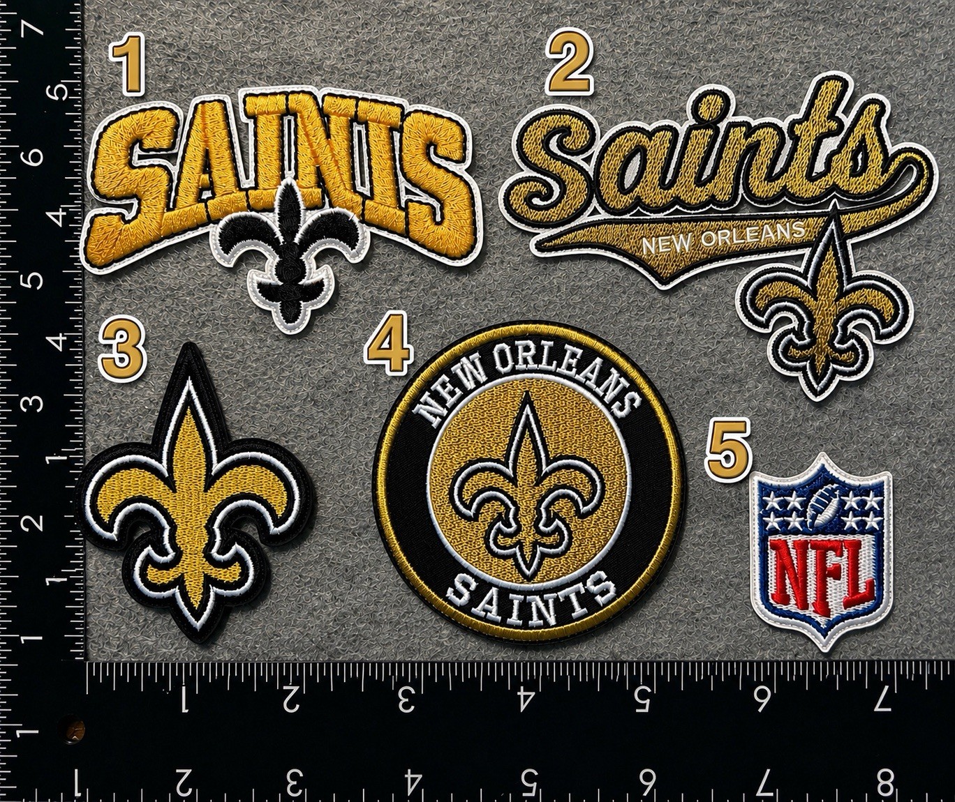 LOT OF 5 NEW ORLEANS SAINTS NFL FOOTBALL IRON ON EMBROIDERED PATCH SEE PHOTOS LOT OF 5 NEW ORLEANS SAINTS NFL FOOTBALL IRON ON EMBROIDERED PATCH SEE PHOTOS