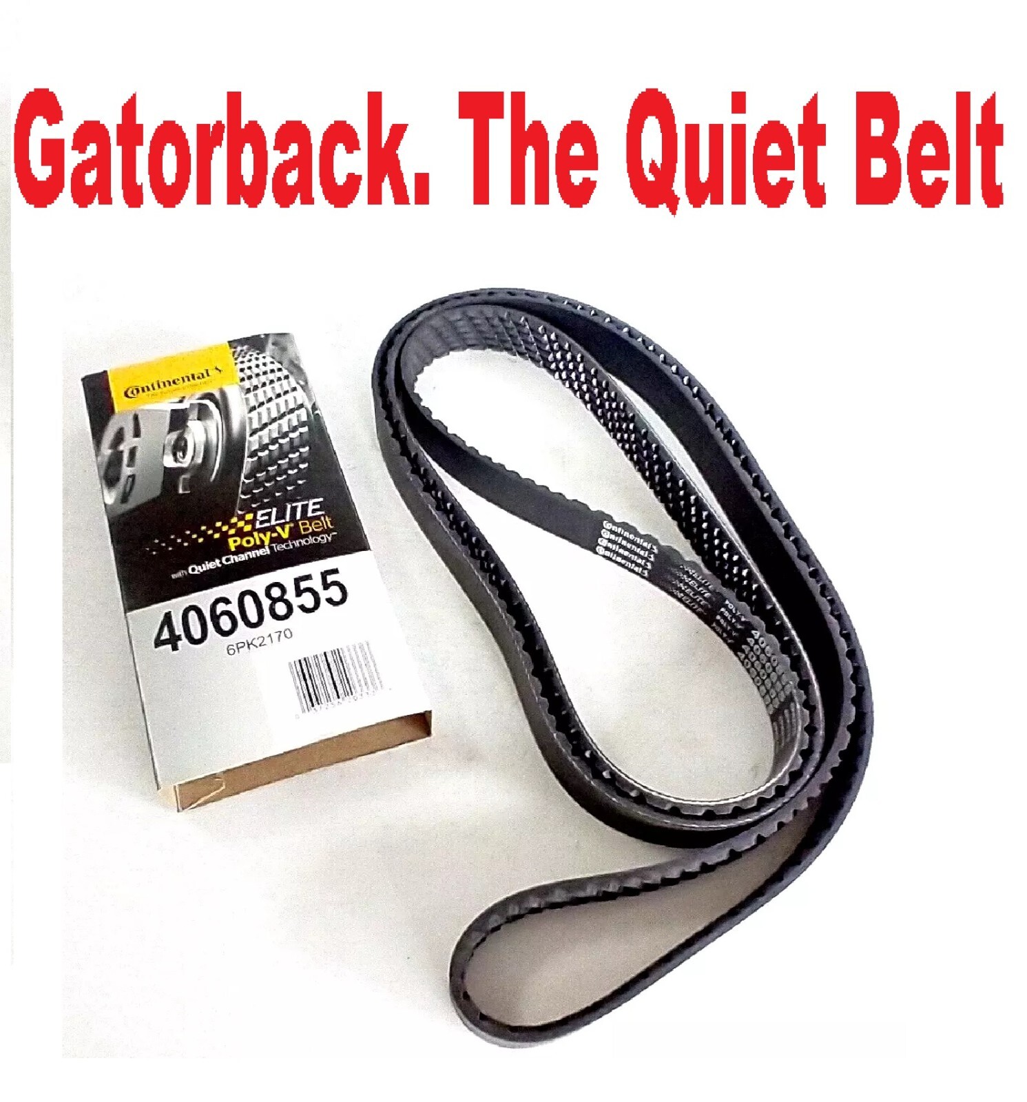 Serpentine Poly-V Belt, Quiet Belt Gatorback CONTINENTAL ELITE 4060855, 6PK2170 Serpentine Poly-V Belt, Quiet Belt Gatorback CONTINENTAL ELITE 4060855, 6PK2170