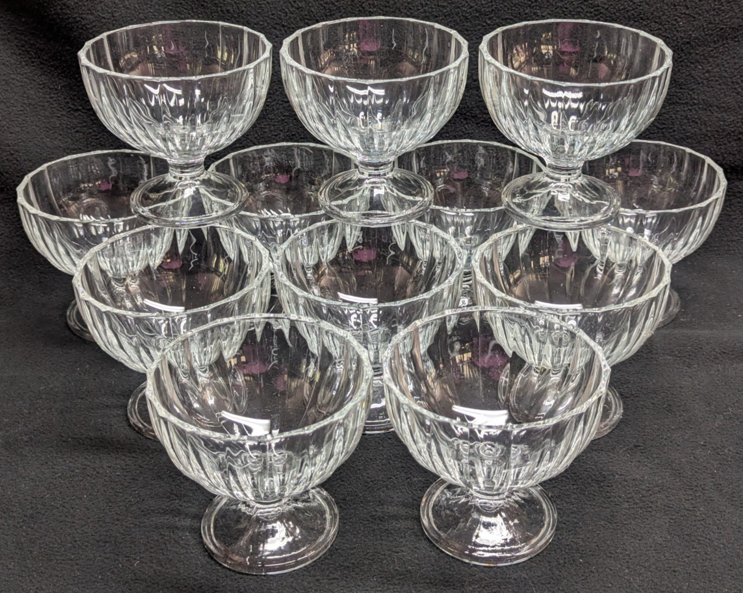 Vintage Covetro Italy Footed Dessert Bowls Set of 12 Clear Glass Sherbet Cups