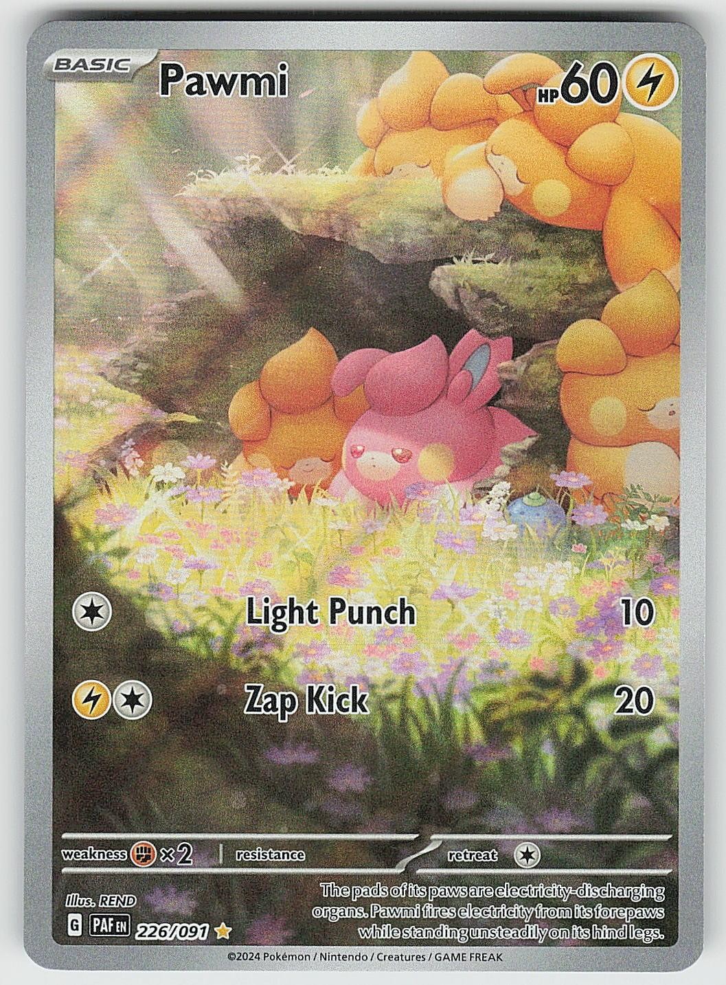 Pawmi 226/091 Illustration Rare Paldean Fates Pokemon Holo NM