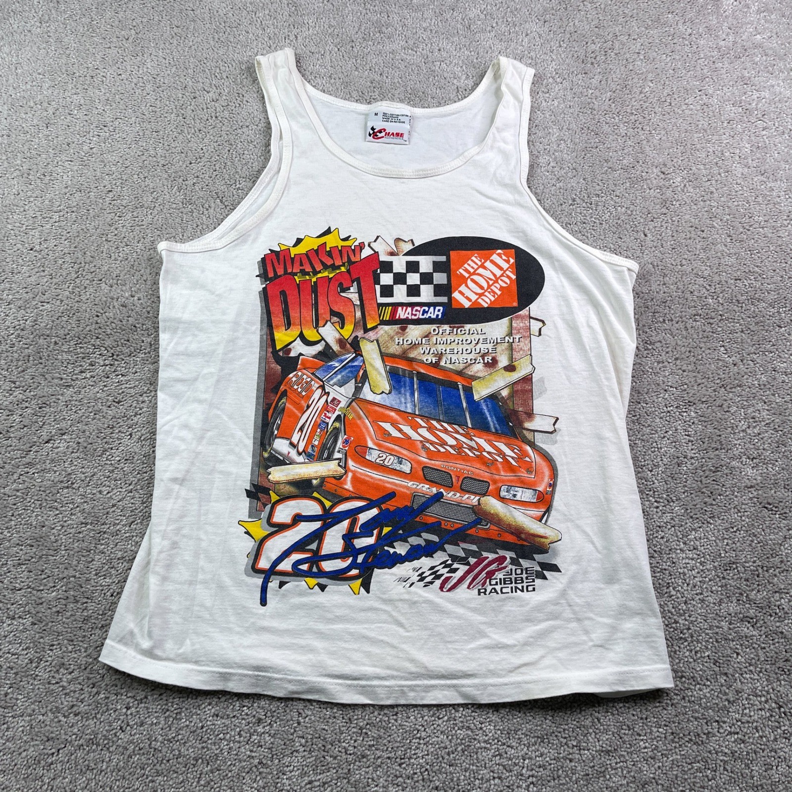 Vintage Tony Stewart Tank Top Mens Medium White Chase NASCAR 1999 Home Depot