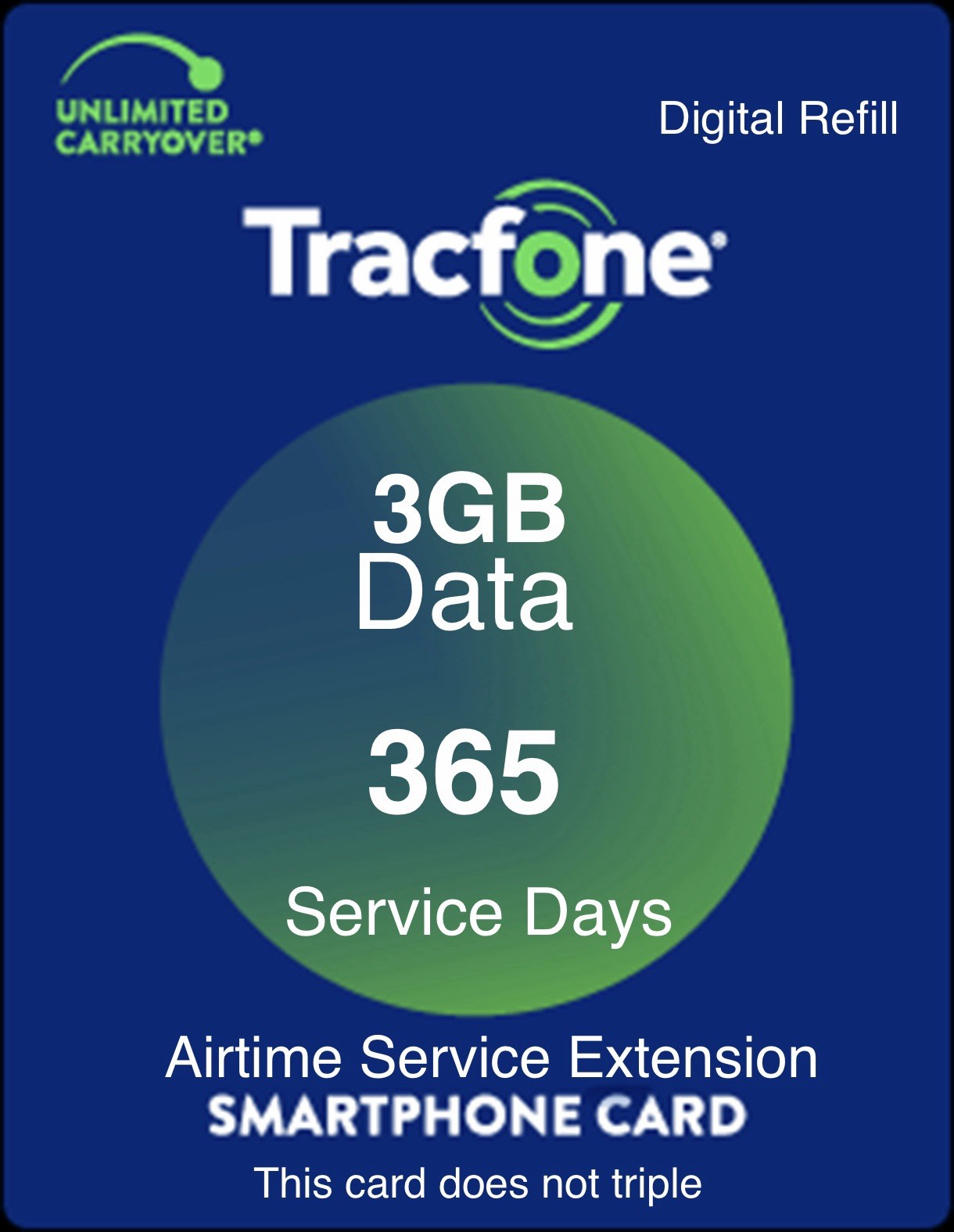 TracFone 1 Year Service Plan + 3GB of Data For Smartphone & FlipPhone (not BYOP)