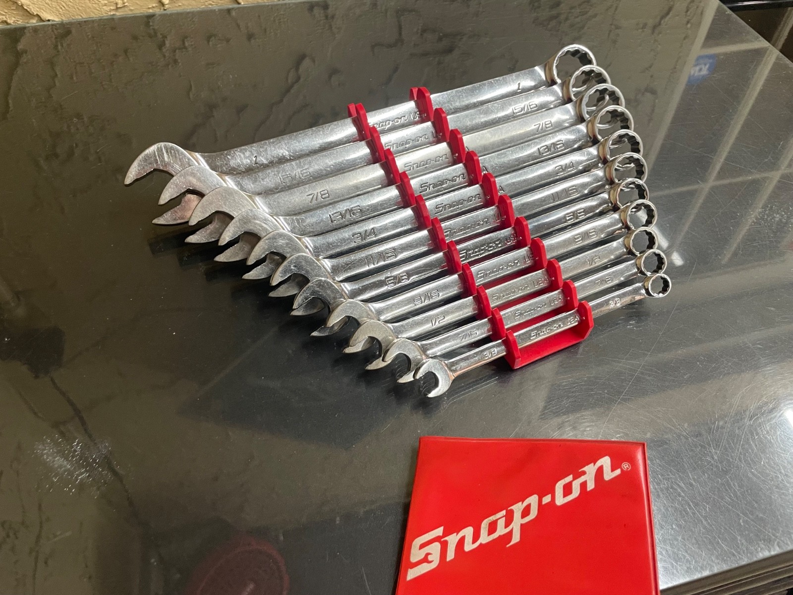 Snap On 12-Point SAE Flank Drive Plus Combination Wrench Set 11pc (3/8\ Snap On 12-Point SAE Flank Drive Plus Combination Wrench Set 11pc (3/8\