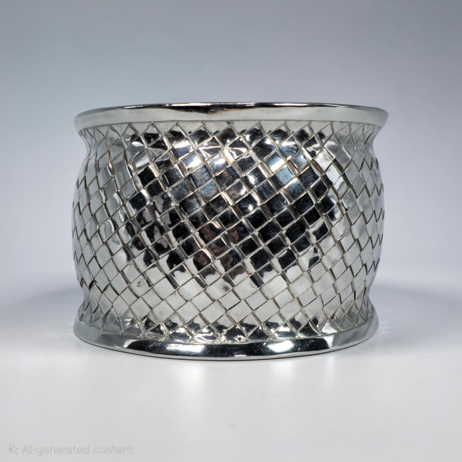 VTG 50mm Wide Woven Basket Weave Heavy 47g Cuff Bracelet Sterling Silver 7.25\