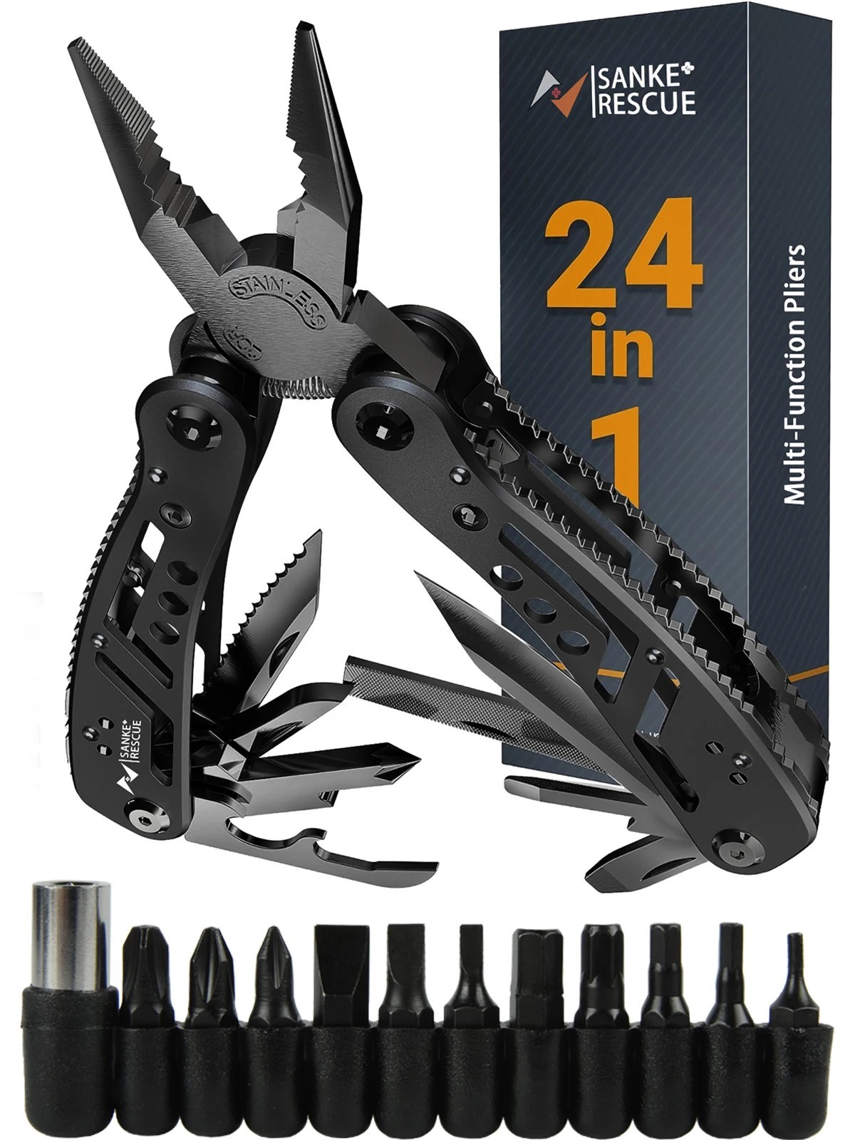 24-in-1 Professional Multitool Pliers Stainless Steel Pocket Tool with Sheath 24-in-1 Professional Multitool Pliers Stainless Steel Pocket Tool with Sheath