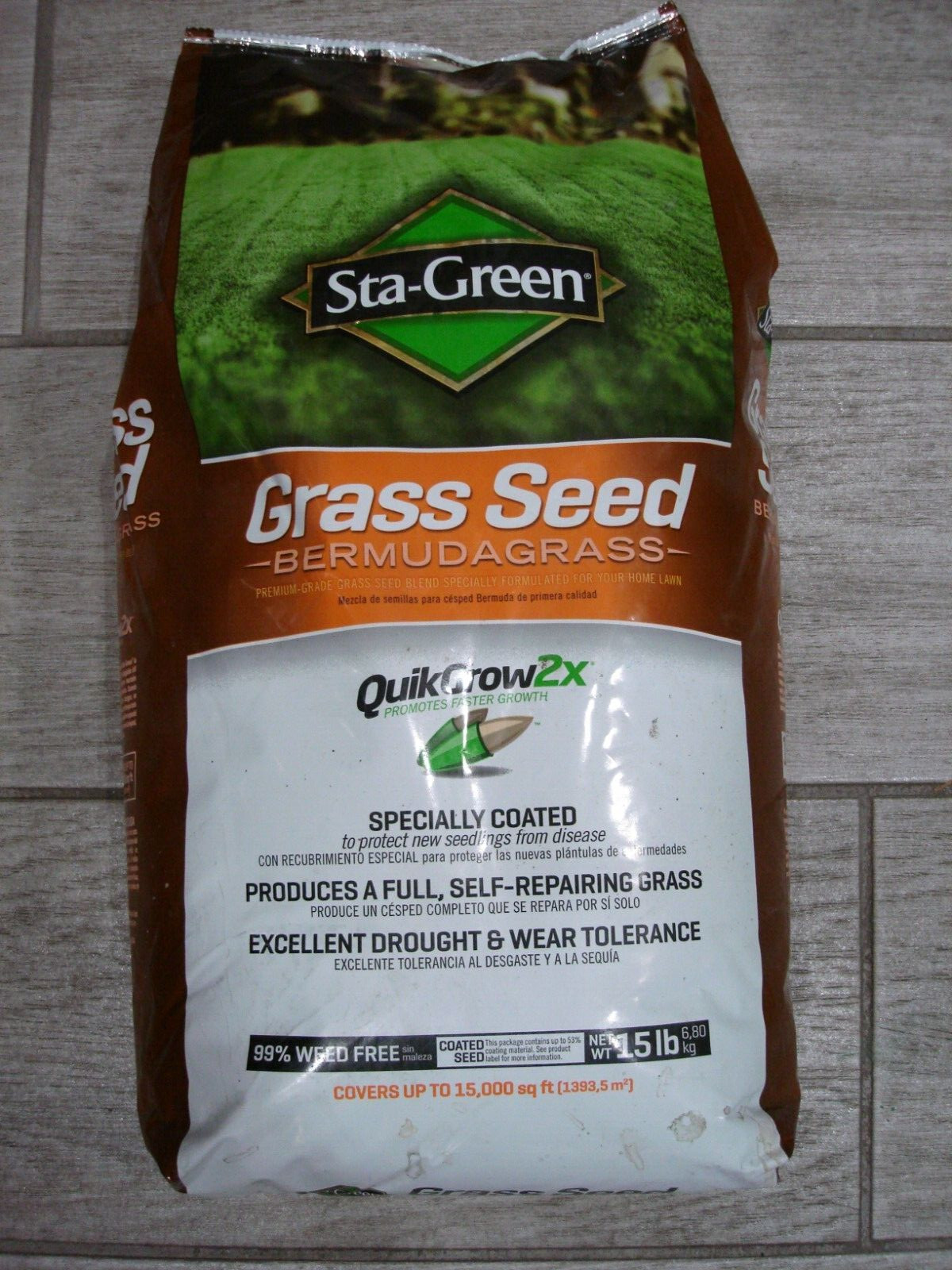 STA-GREEN Quick Grow 2X Premium Grade 15 lbs. Bermuda Seed 15000 sq .ft. STA-GREEN Quick Grow 2X Premium Grade 15 lbs. Bermuda Seed 15000 sq .ft.