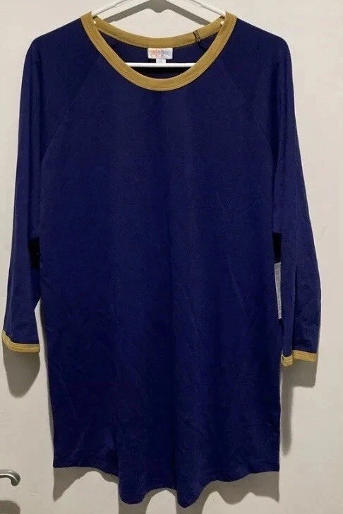 LuLaroe RANDY T-shirt Royal Blue & Yellow Accent XL
