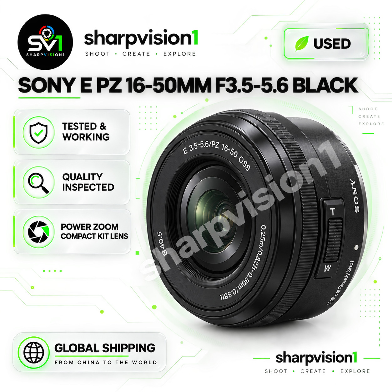 Sony E PZ 16-50mm f/3.5-5.6 OSS Lens for Sony E-Mount Cameras - Black