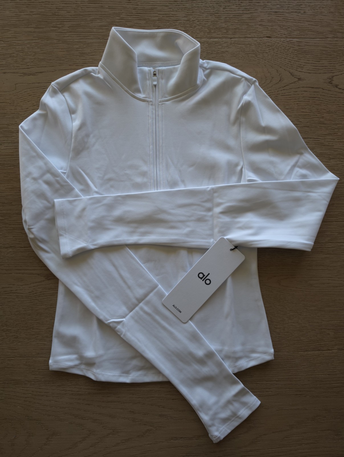 ALO Softsculpt Precision 1/4 Zip Long Sleeve Women\'s White Top Small NWT $118 ALO Softsculpt Precision 1/4 Zip Long Sleeve Women\'s White Top Small NWT $118