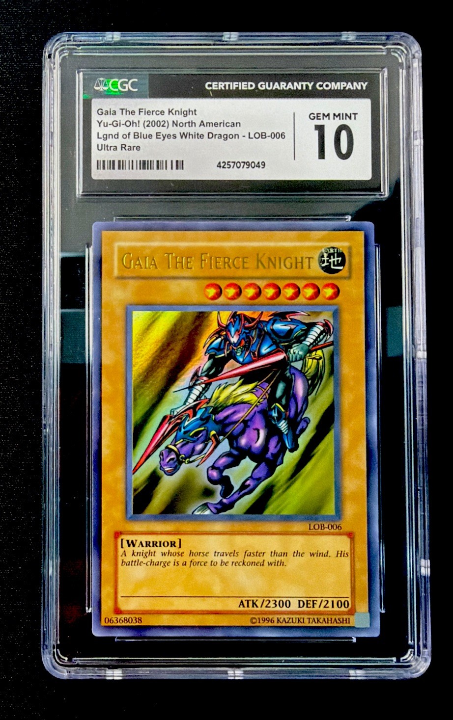 2002 Yu-Gi-Oh LOB Gaia the Fierce Knight CGC 10 GEM MINT 2002 Yu-Gi-Oh LOB Gaia the Fierce Knight CGC 10 GEM MINT