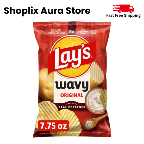 Lay\'s Wavy Potato Chips, Original Flavor, 7.75 oz Bag Lay\'s Wavy Potato Chips, Original Flavor, 7.75 oz Bag