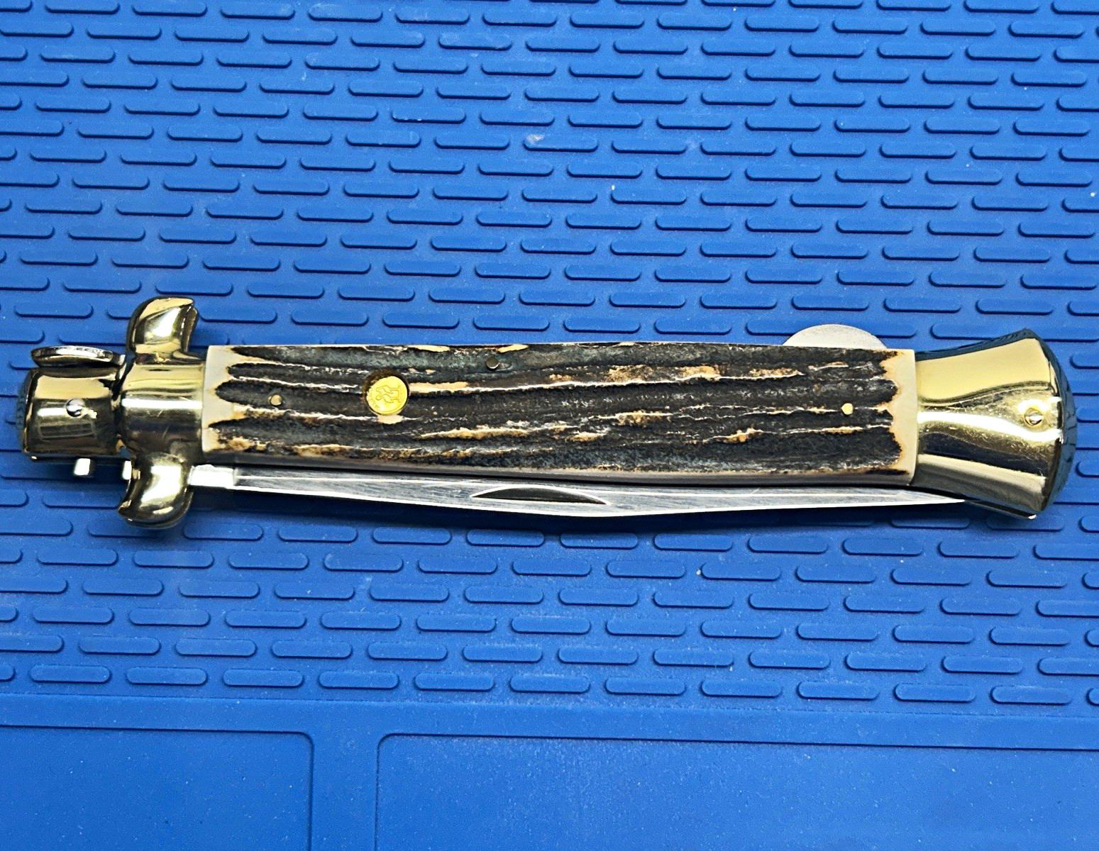 Kissing Crane KC 45 Rostfrei Germany Stag Handle Leverlock Stiletto Knife