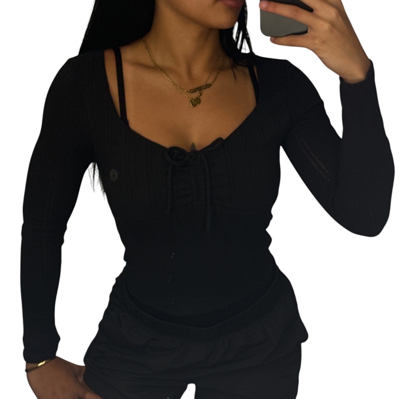 Aeropostale Black Tie Front Crop Top NWT Size Medium Aeropostale Black Tie Front Crop Top NWT Size Medium