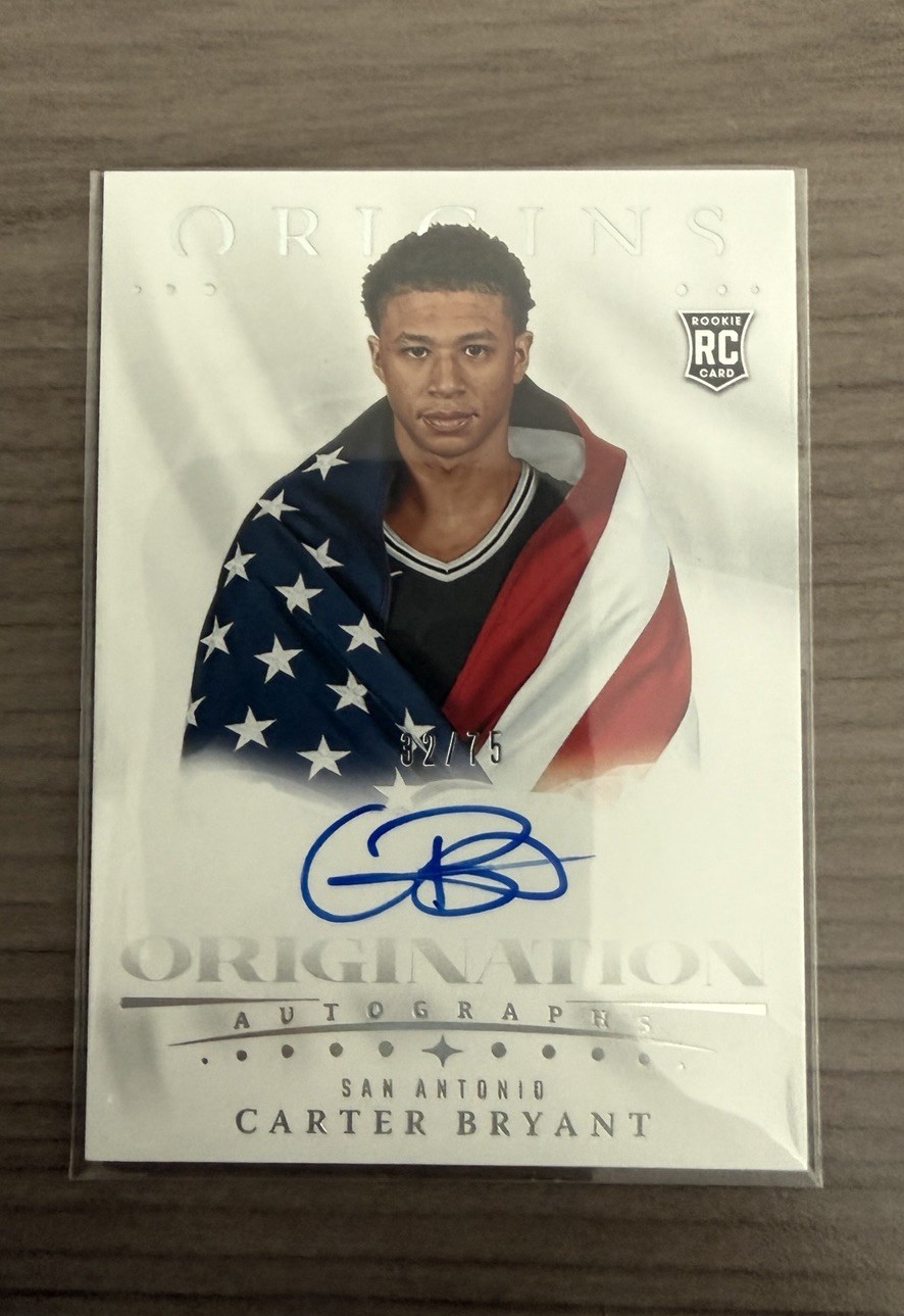 2025-26 Panini Origins Carter Bryant OrigiNation Auto RC #32/75 Spurs Rookie
