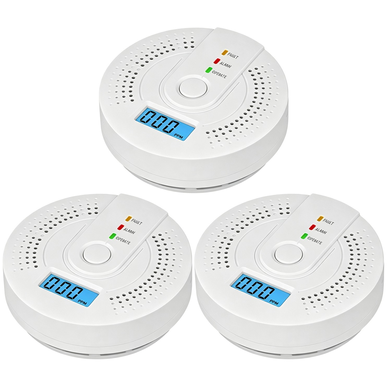 3x Carbon Monoxide Alarm Smoke Detector Carbon Monoxide Detector Fast Response 3x Carbon Monoxide Alarm Smoke Detector Carbon Monoxide Detector Fast Response