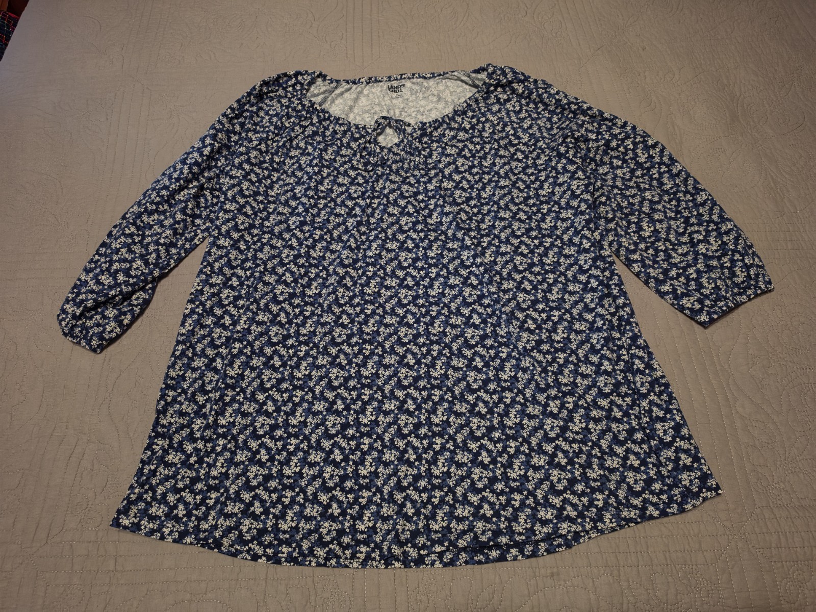 Lands\' End NWT 1X Women\'s Peasant Tunic 3/4 Sleeve