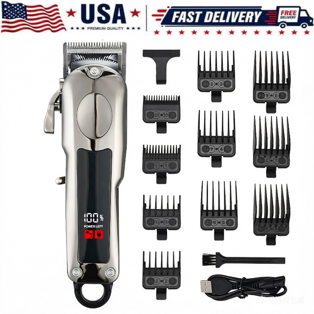 Professional Hair Clippers Trimmer Mens Barber Hair Cutting kit Machine Cordless
