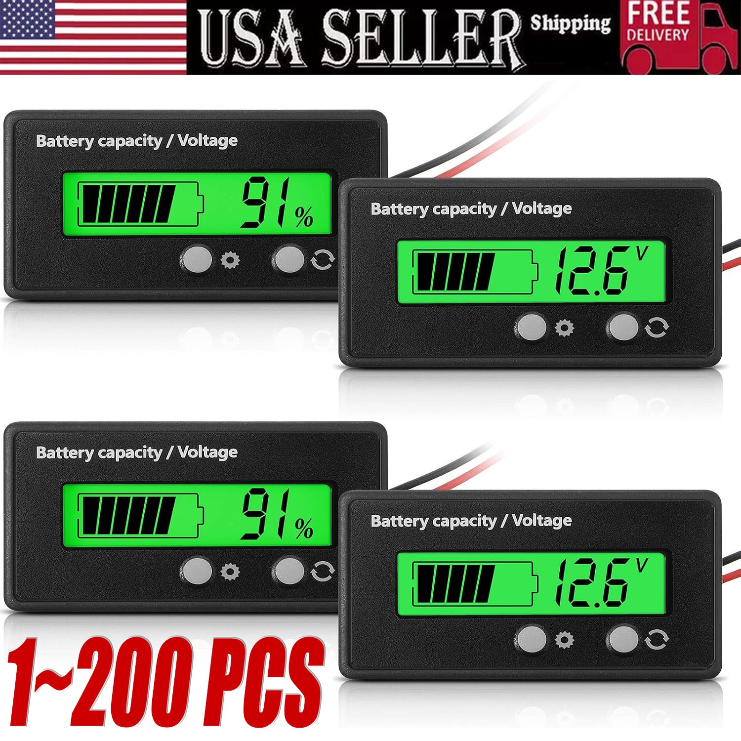 12V/24V/36/48V Battery Status Charge LCD Digital Indicator Monitor Meter Gauge