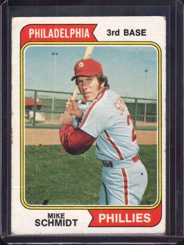 MIKE SCHMIDT 1974 Topps #283 2nd Year Philadelphia Phillies Creased MIKE SCHMIDT 1974 Topps #283 2nd Year Philadelphia Phillies Creased