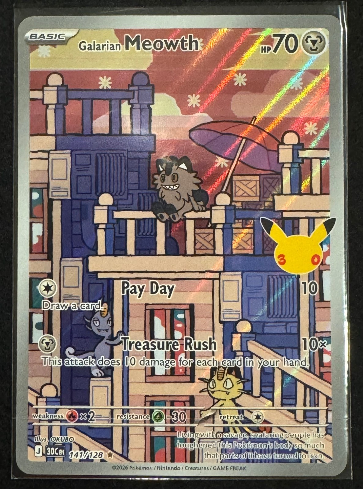 Galarian Meowth [30C - 141/128] Holofoil Illustration Rare NM