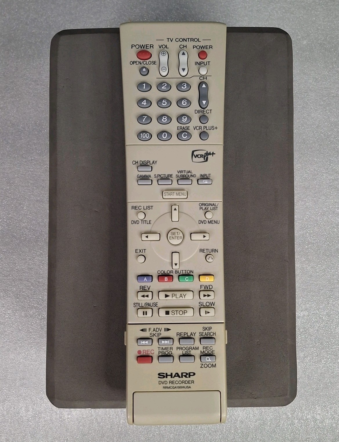 OEM Sharp RRMCGA199WJSA DVD Recorder Remote *Tested & Working** OEM Sharp RRMCGA199WJSA DVD Recorder Remote *Tested & Working**