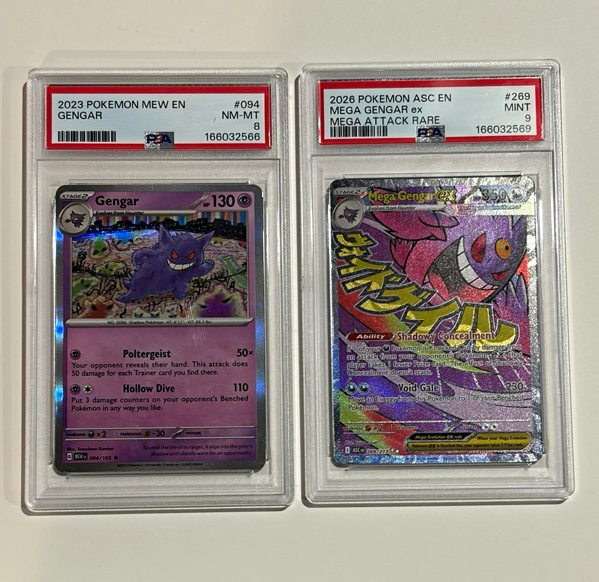 PSA Graded Pokemon TCG Gengar #094 & Mega Gengar ex #269 Holo EN (2)