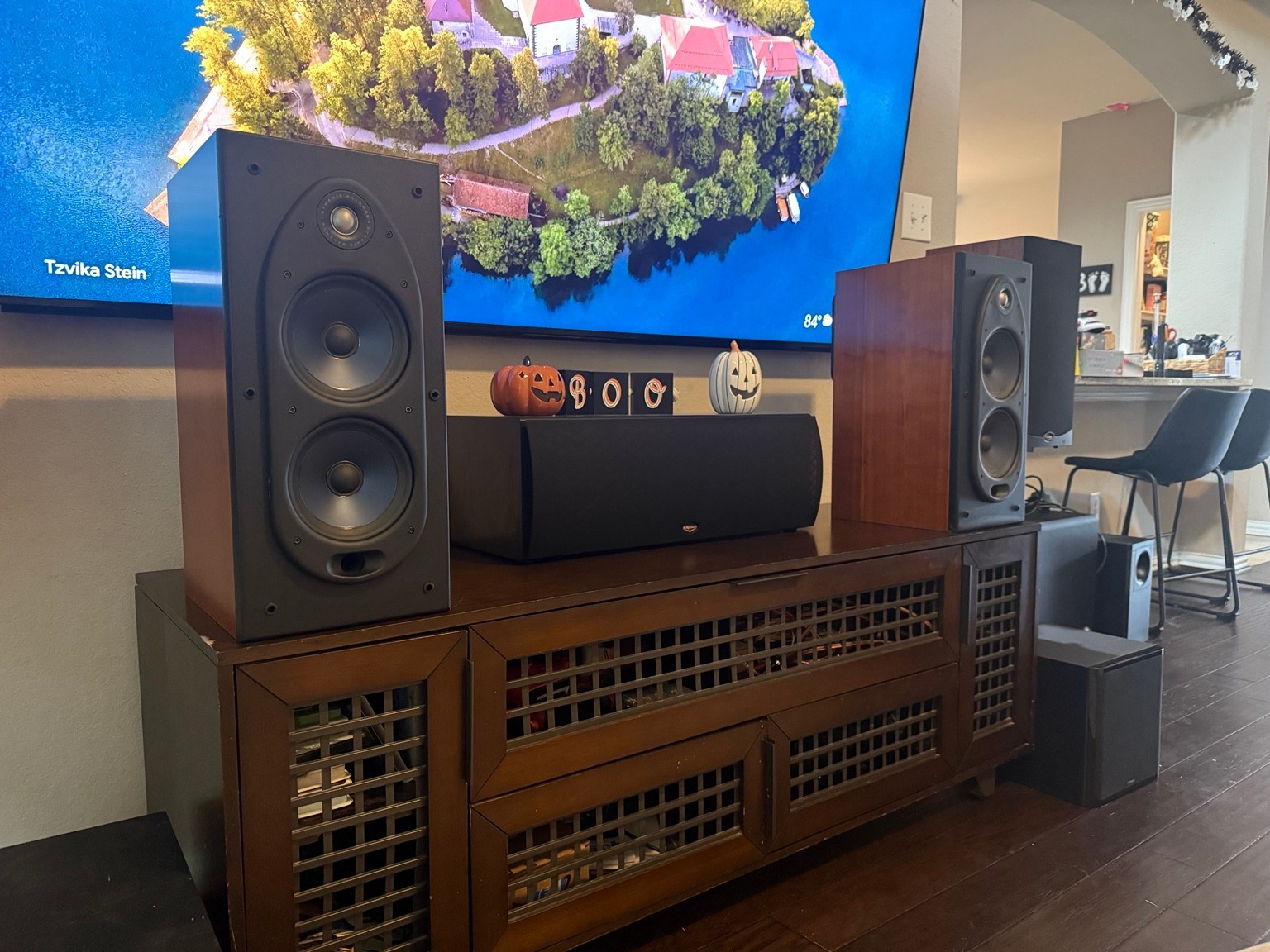 Polk Audio RT55i Speakers Pair Cherry Dual 6.5in Woofers Tested Working