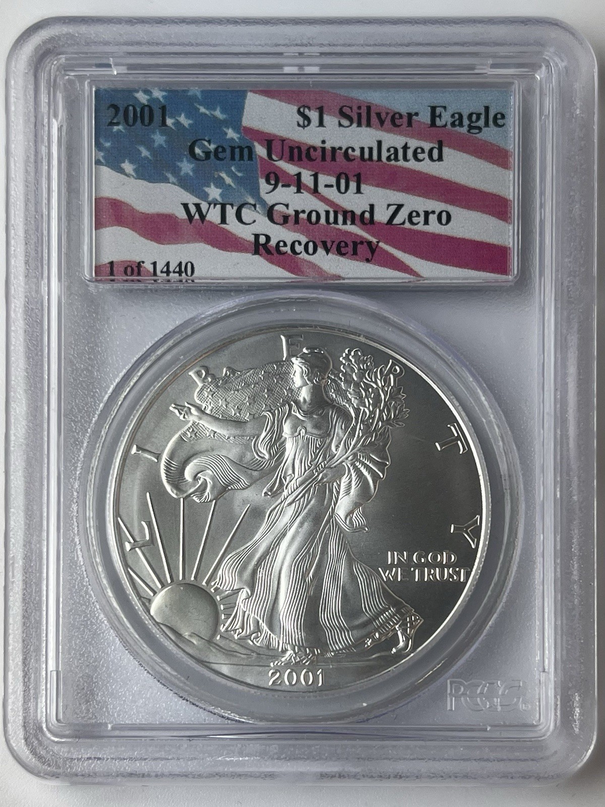 2001 American Silver Eagle Gem Uncirculated WTC Ground Zero Recovery PCGS 2001 American Silver Eagle Gem Uncirculated WTC Ground Zero Recovery PCGS
