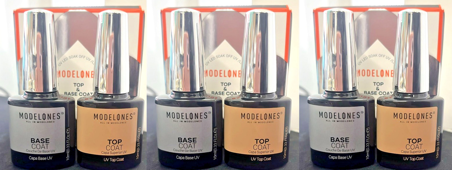 3x modelones Gel Top Coat and Base Coat Set Gel Nail Polish No Wipe Gel Base 3x modelones Gel Top Coat and Base Coat Set Gel Nail Polish No Wipe Gel Base